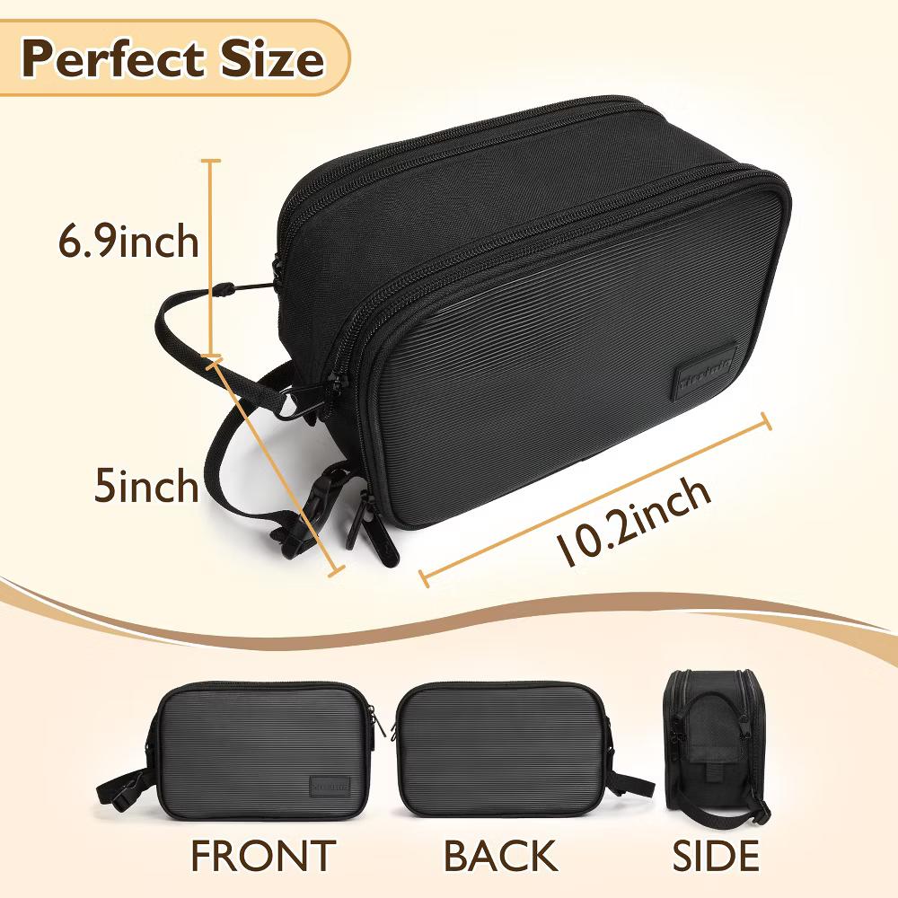 Tirrinia Travel Waterproof Toiletry Bag for Men, Wet-Dry Separation Toiletry Kit, Black - Image 4
