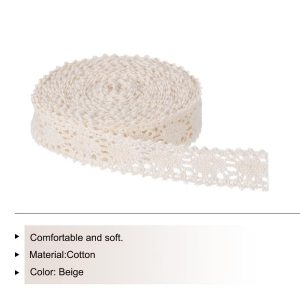 Cotton Elastic Stretch Lace Decorative Ribbon Beige