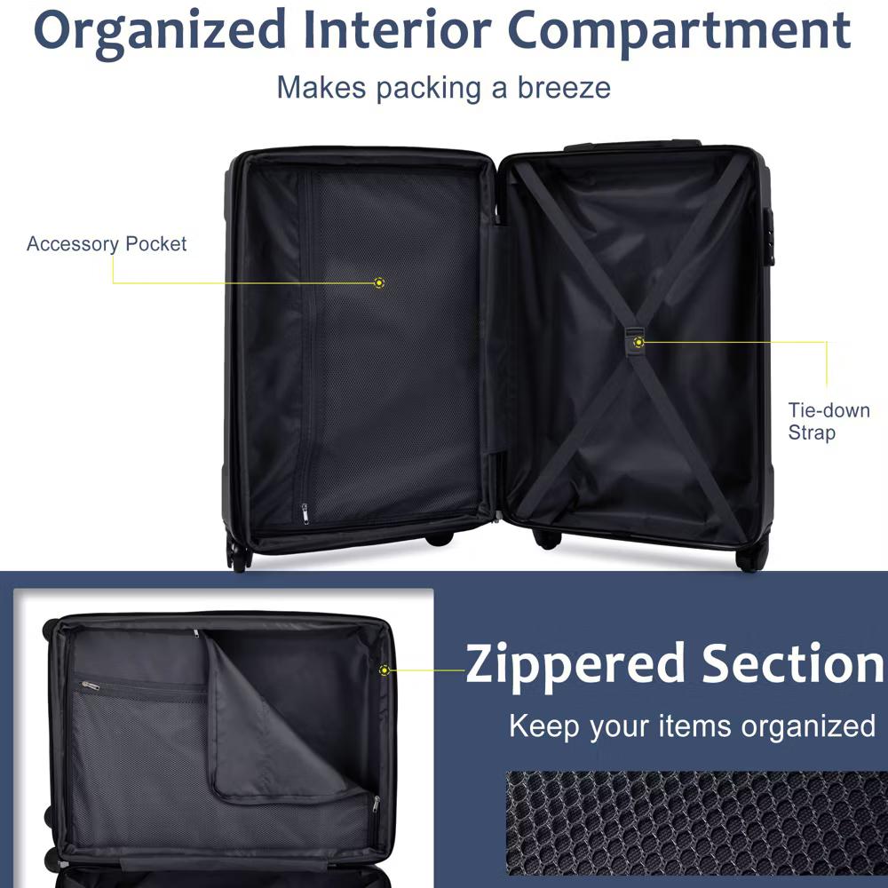 20" Hardshell Carry-On Luggage with 2 Packing Cubes & Spinner Wheels & TSA Lock, Lightweight ABS Suitcase - ModernLuxe - Image 36