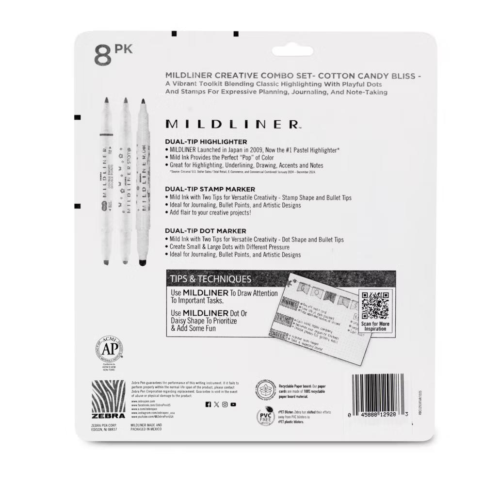Zebra 8ct Mildliner Stamp Dot Set Cotton Candy - Image 3