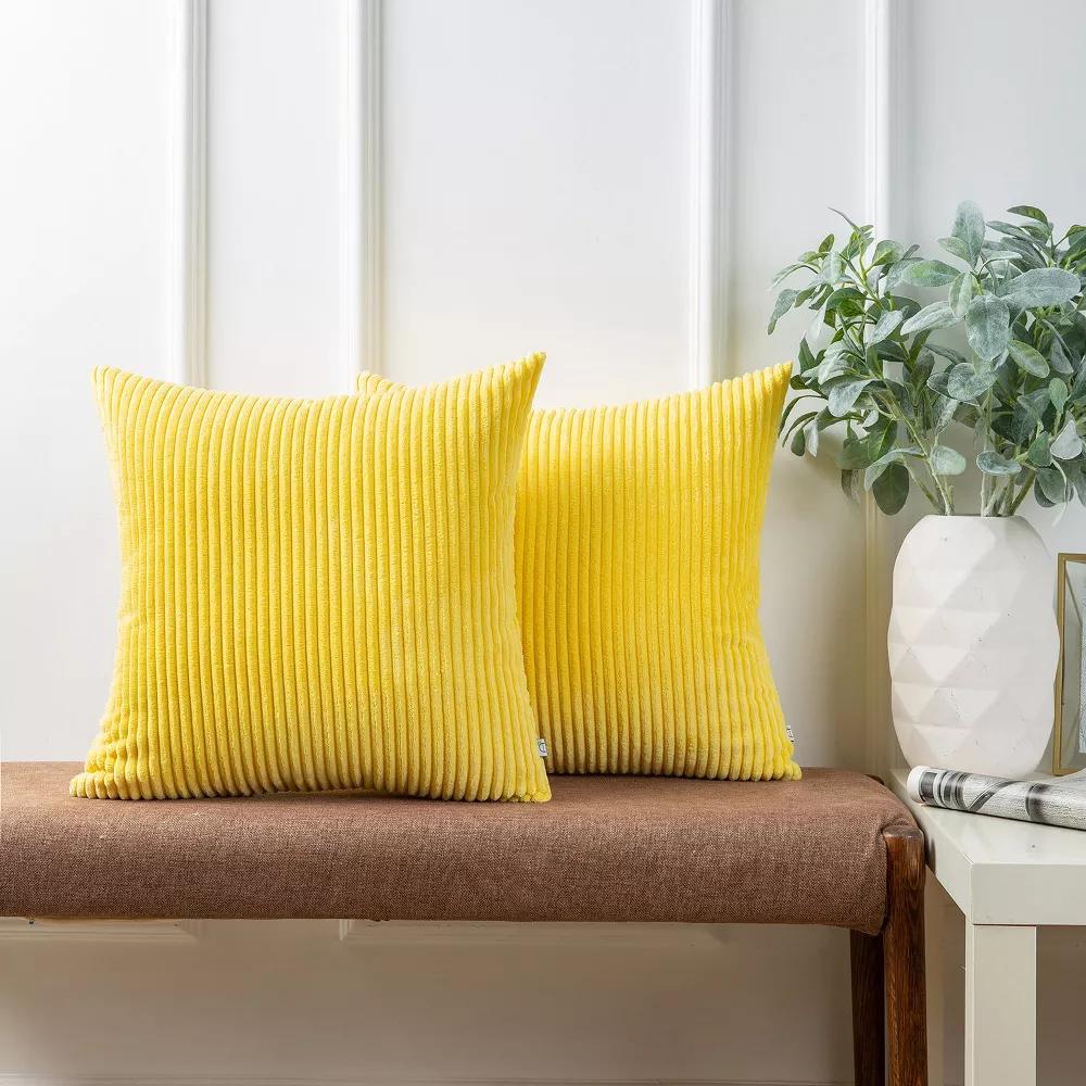 Phantoscope Solid Color Corduroy Pillow Covers Set of 2 Plush Velvet & Soft Accent - Image 31