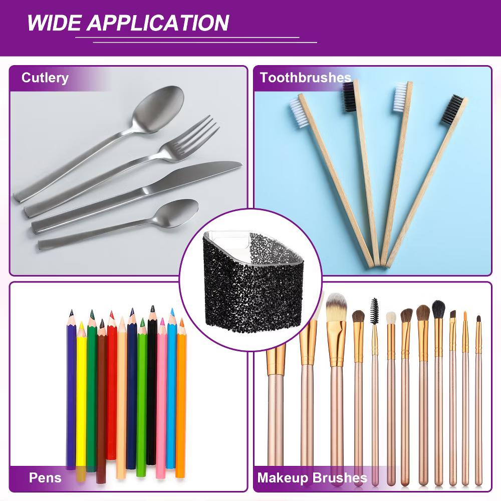 Rhinestone ABS Home Pencil Nail Art Tool Makeup Brush Holder - Image 4