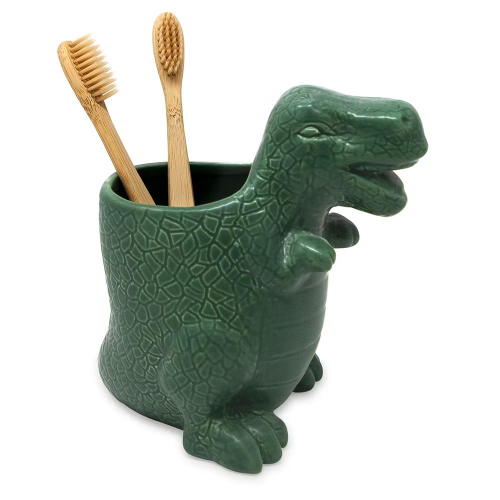 Isaac Jacobs Dinosaur Ceramic Cup, Toothbrush Holder - Multi-Purpose Organizer for Toiletries, Bathroom, Kitchen, and Crafts - Image 15