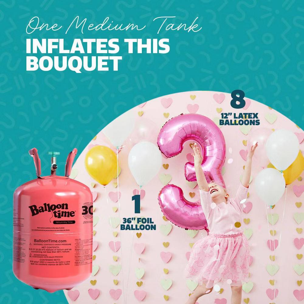 9.5" Medium Helium Balloon Kit: Balloon Time Multicolor Steel Tank for All Occasions - Image 6
