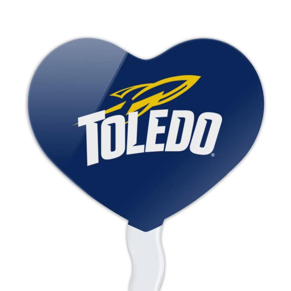 NCAA University of Toledo Rockets Logo Heart Love Cupcake Picks Toppers Decoration Set of 6 - Image 3