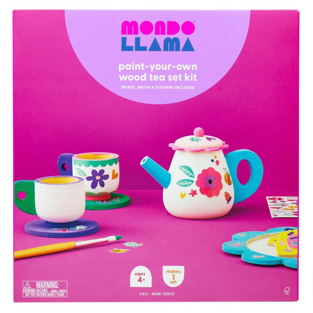 Paint-Your-Own Wood Tea Set Kit - Custom Tea Sets for 4 Year Olds, Includes Paint & Stickers - Image 4