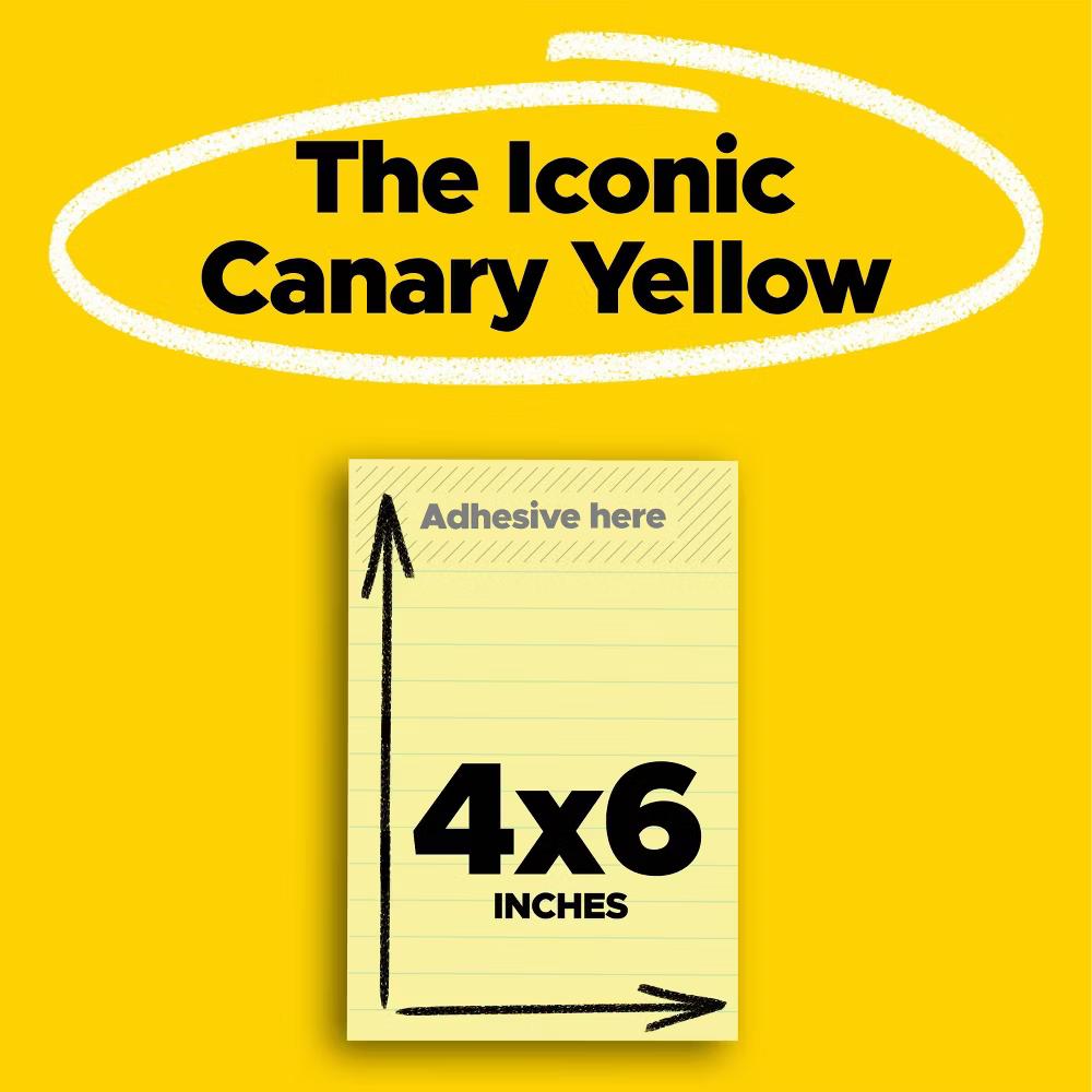 4pk 4" 6" Line Super Sticky Notes, 45 Sheets/Pad - Canary Yellow - Image 6