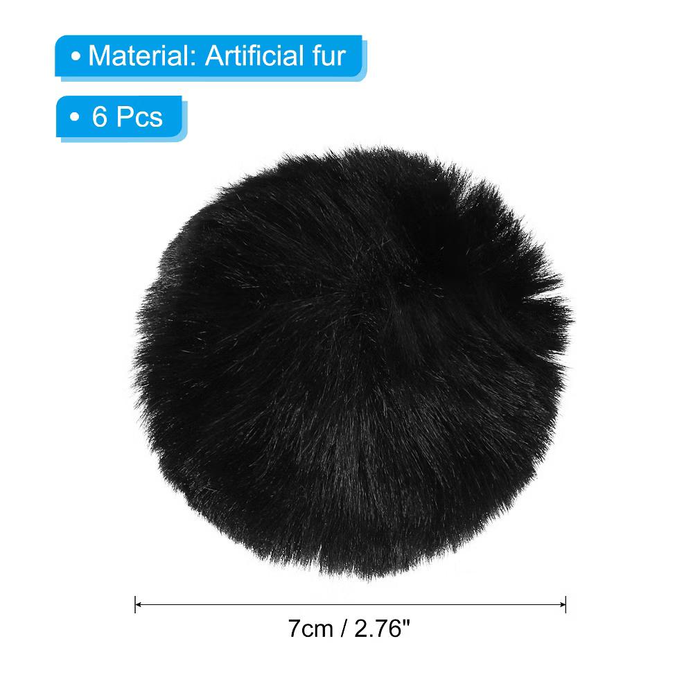 Fluffy Soft Elastic Faux Fur Pom Poms for Hats Scarves Gloves 6 Pcs - Image 2