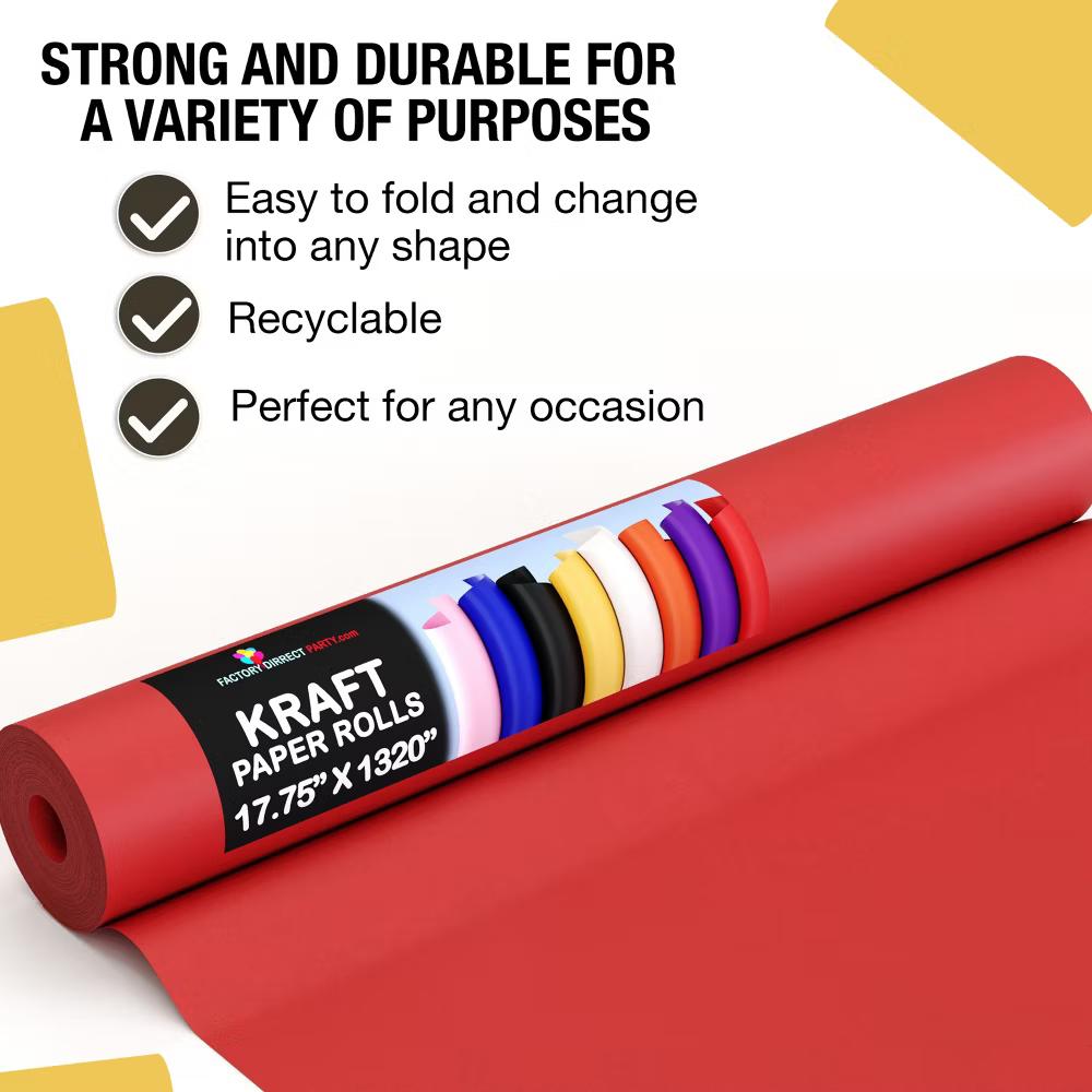 Exquisite Colored Kraft Paper Roll 17.5 In 110 Ft Kraft Wrapping Paper Craft Paper Shipping Paper Kraft Paper Roll Gift Wrap - Image 56