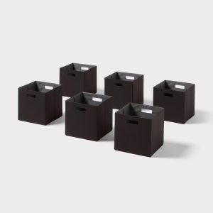 13" 6pk Fabric Bin Black - 13 Inch Storage Cube, Decorative Storage