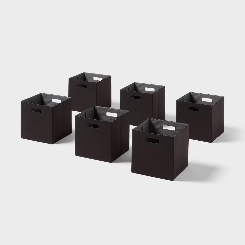 13" 6pk Fabric Bin Black - 13 Inch Storage Cube, Decorative Storage
