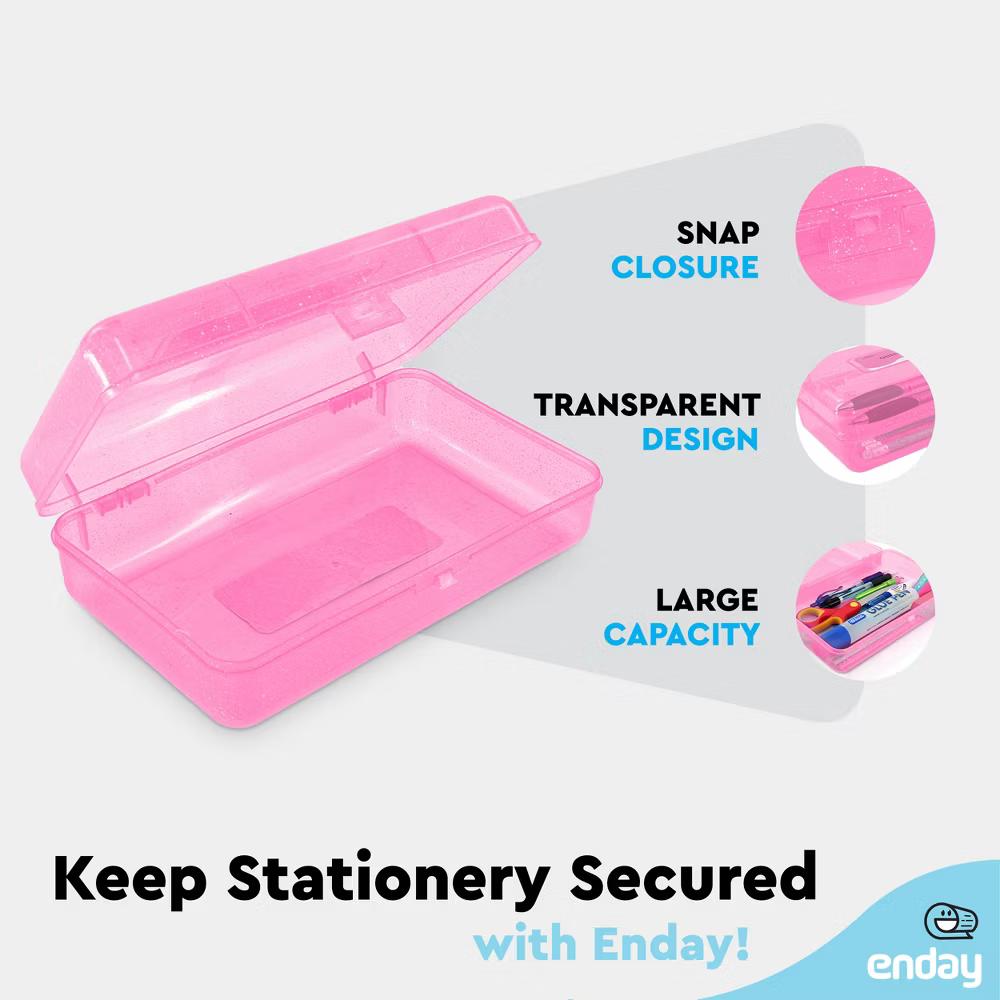 Plastic Pencil Box with Snap Closure Lids, Small Utility Storage Crayon School and Office Supplies Case Organizer - Image 23