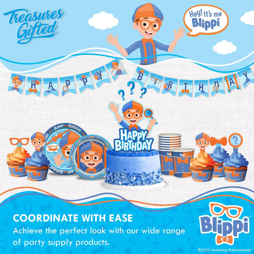 Treasures Gifted Blippi Birthday Party Tableware Classic Set for 16 Guests