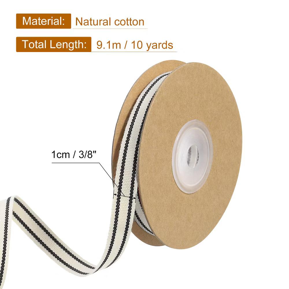 Cotton Fabric Striped Grosgrain Craft Embellishments Ribbon 10 Yard - Image 19