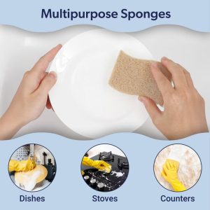 happimess Natural Plant Based Non-Scratch Sisal Hemp/Cellulose Scrubbing Dish Sponge
