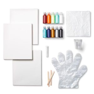 Kickin' Kaleidoscope Paint Pouring Kit - Includes Canvases, Acrylic Paint, Craft Supplies, Ages 12