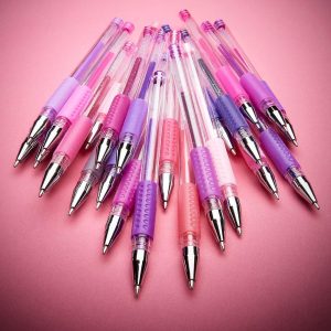 Gel Pens, Soft Grip, 24 Pink & Purple Tone Colors