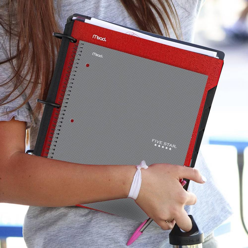 Five Star 170 Sheets College Ruled Notebook Feature Rich Gray: 3 Subject Spiral, 8.5x11", Bleed-Resistant, Perforated Pages - Image 5