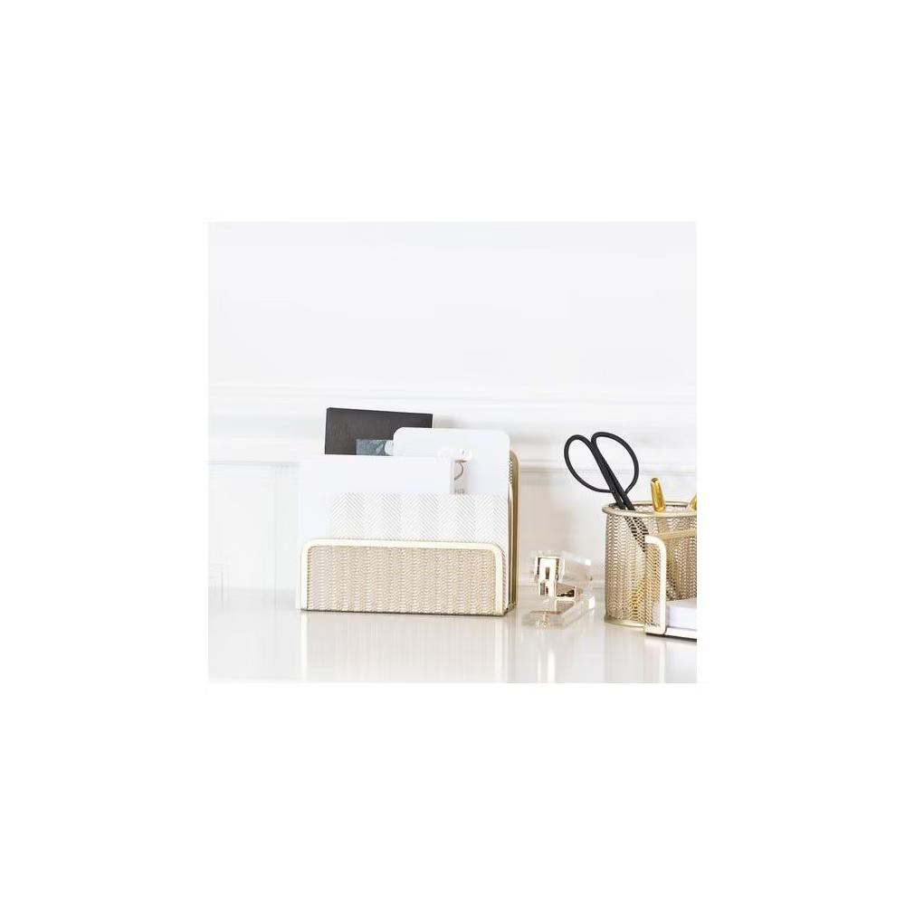 Blu Monaco 3 Tier Metal Mesh Letter Sorter - Available in Aqua, Black, Gold, Pink, Rose Gold, and White - Image 18