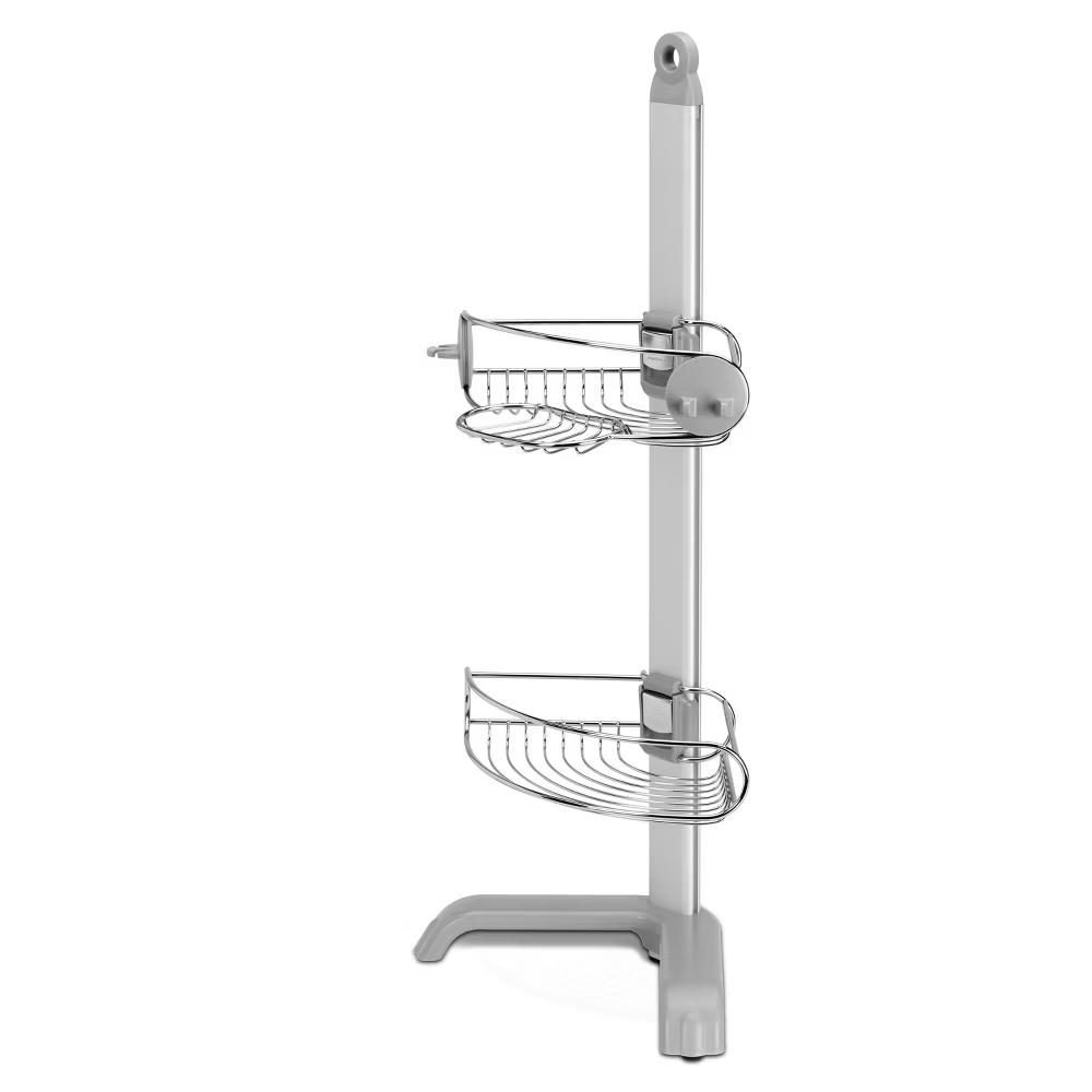 simplehuman Corner Bathroom Shower Caddy - Stainless Steel/Anodized Aluminum Silver: Freestanding Organizer Stand, 30.5" Height - Image 3