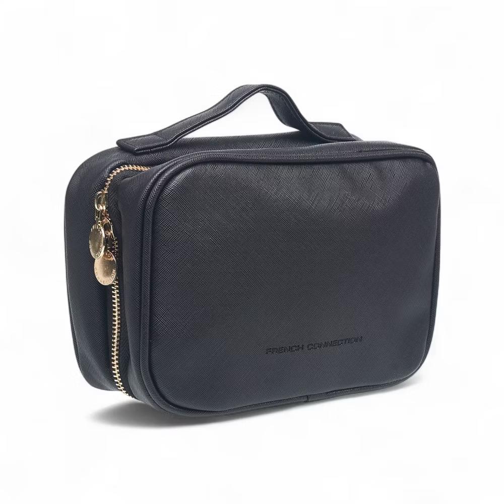French Connection Travel Organizer Pouch – Luxe Double-Zip Toiletry & Tech Case with Handle