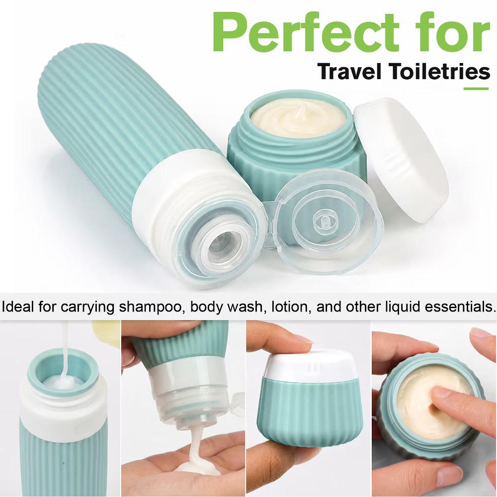 Garnen 8PC Travel Bottles for Toiletries with TSA Travel Size Toiletry Bag, Silicone Travel Containers Refillable Liquid Shampoo & Conditioners Bottle - Image 3