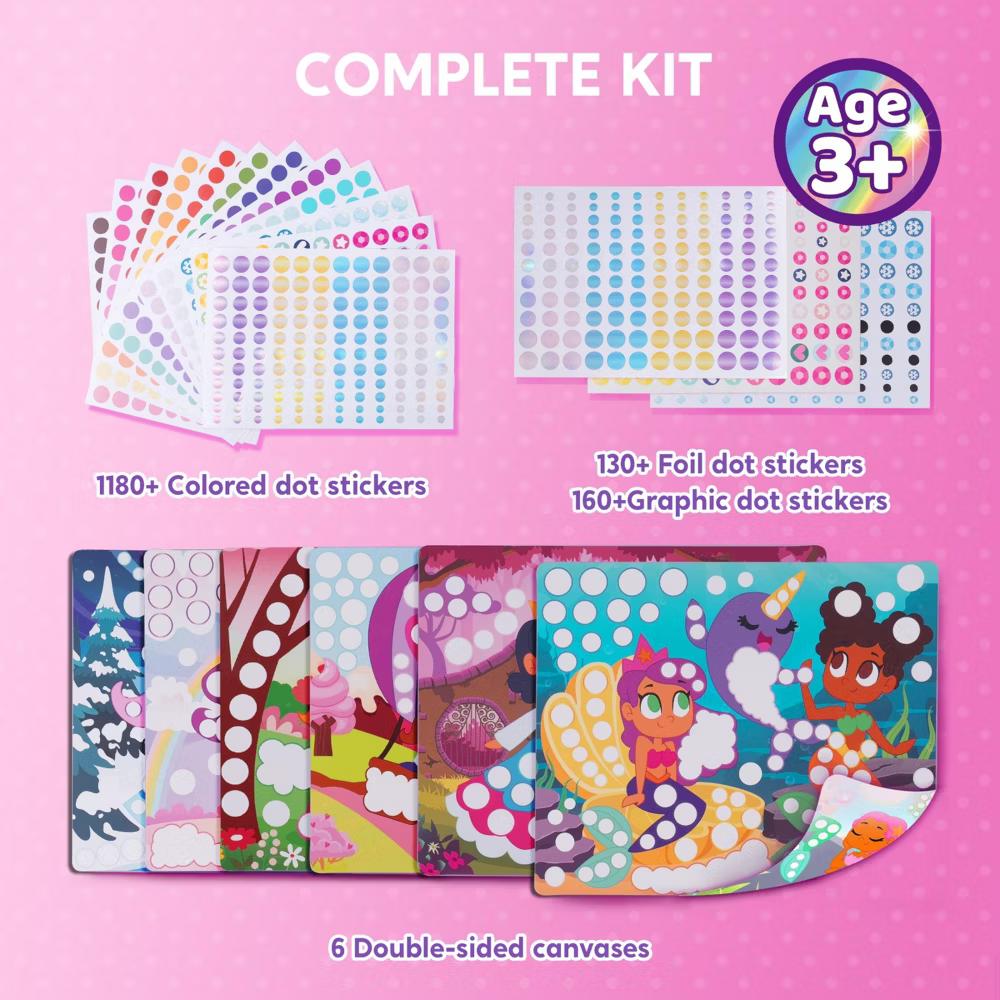 Unicorns Princess Dot Art Paper Craft Kit for Girls Age 3-8 No Mess DIY Stickers Kids School Arts Supplies Christmas Gifts Birthday Party favors - Image 6