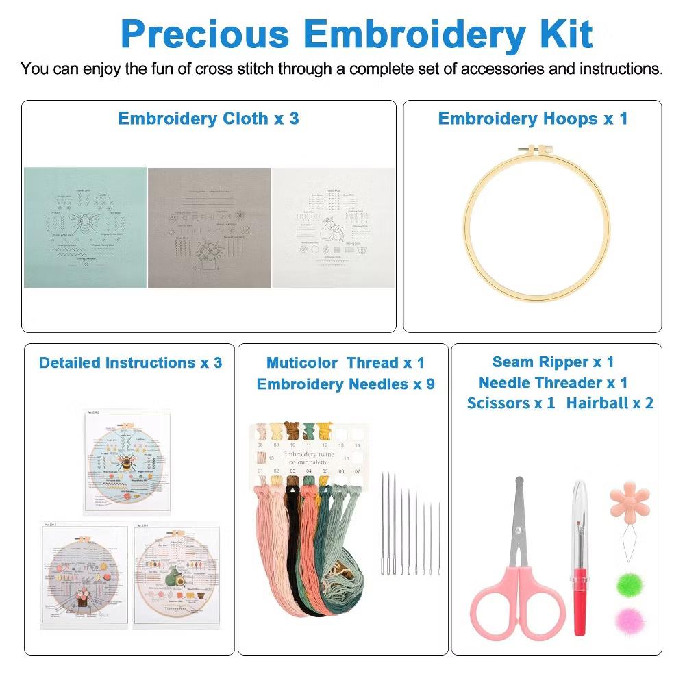 Home Collection 3 Sets Embroidery Starter Kit - Image 2