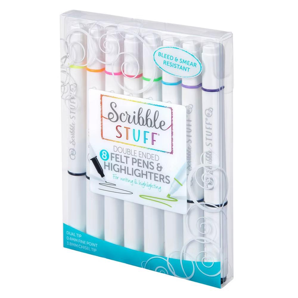 Scribble Stuff 8ct Doubled Ended Highlighter Marker/Fine Tip Pen - Image 8