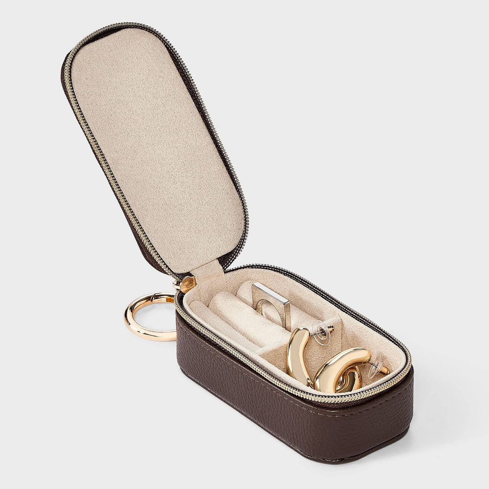 Mini Clip On Travel Jewelry Storage Case - Brown - Image 2