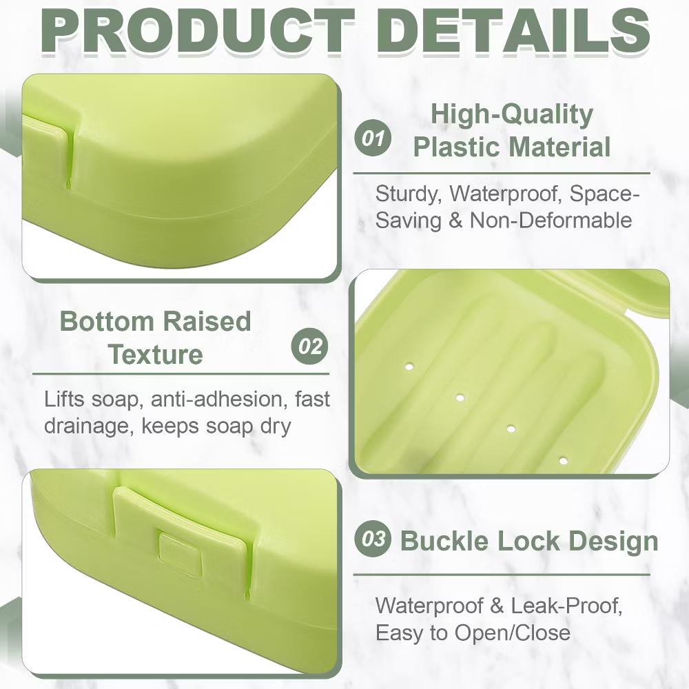Soap Dish, Travel Soap Case, Waterproof Holder Case 2 Pcs Green - Image 4