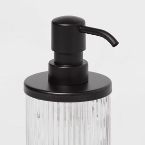 Ribbed Glass Soap Pump Black