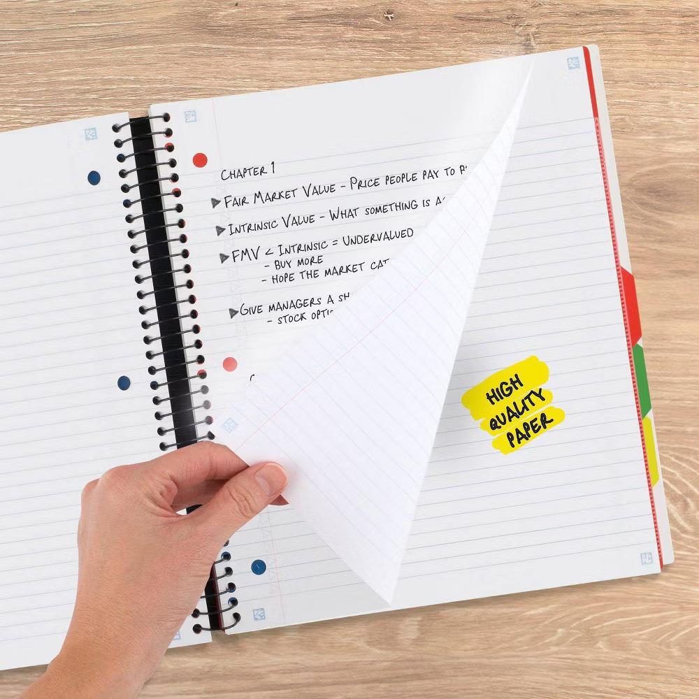 Five Star 200 Sheets 5 Subject College Ruled Spiral Notebook with Pocket Dividers White: School Supplies, 3 Hole Punched - Image 4