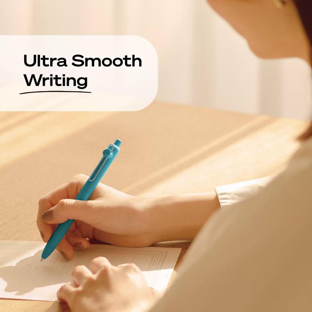 uniball Zento Retractable Liquid Gel Pens, 0.7mm Medium Point, Black Ink, Shoreline Barrel Colors, 8ct – Smooth, Quick-Drying Gel Ink - Image 3