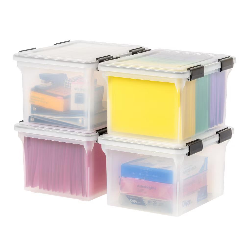 USA Letter Legal Size File Box 32qt WEATHERPRO Airtight Plastic Storage Bin with Lid and Seal and Secure Latching Buckles - Image 3