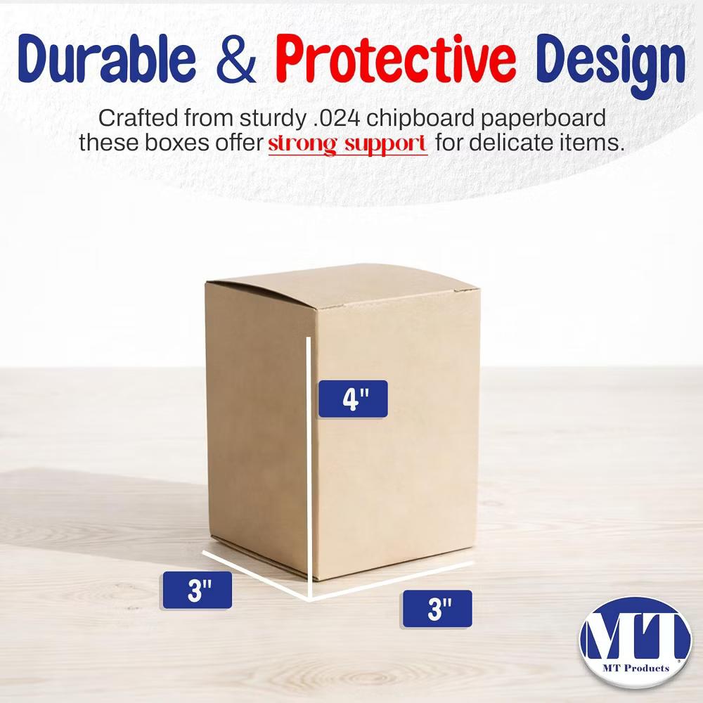 MT Products Tuck Top Kraft Paperboard Gift Boxes 3" 3" 4" - Pack of 500 - Image 4