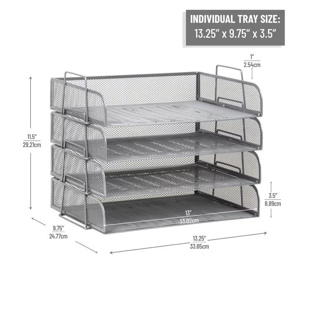 Metal Desk Trays Silver