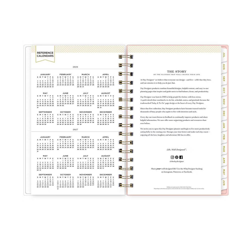 Day Designer 5"x8" 2026-2027 Planner Fiona Rose Blush Frosted Daily/Monthly Safety Wirebound