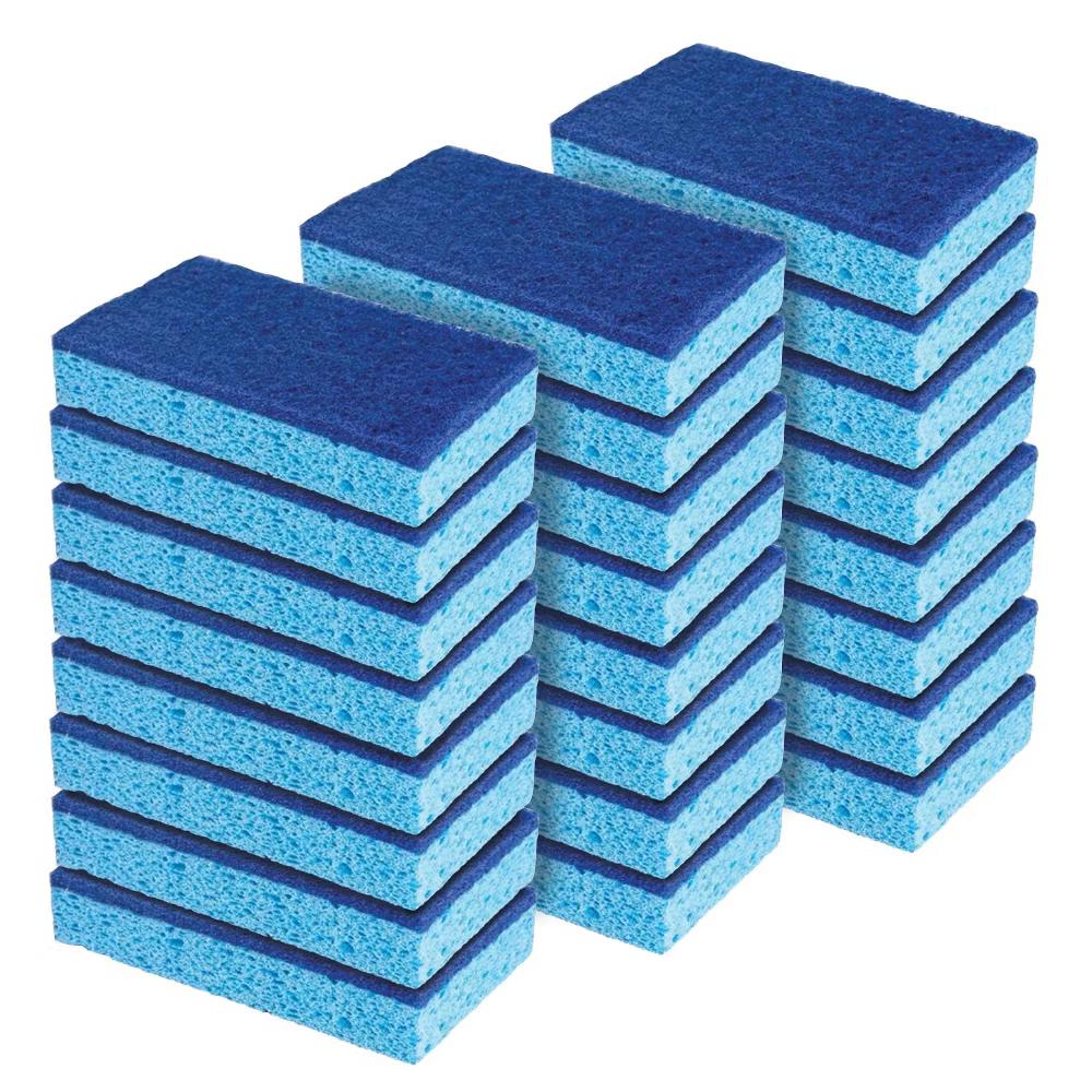 Natural Cellulose Scrub Sponges, 24 Pack, All Purpose Scrubber Sponge, Made of Cellulose, Sustainable, Dishwasher Safe, Non-Stick