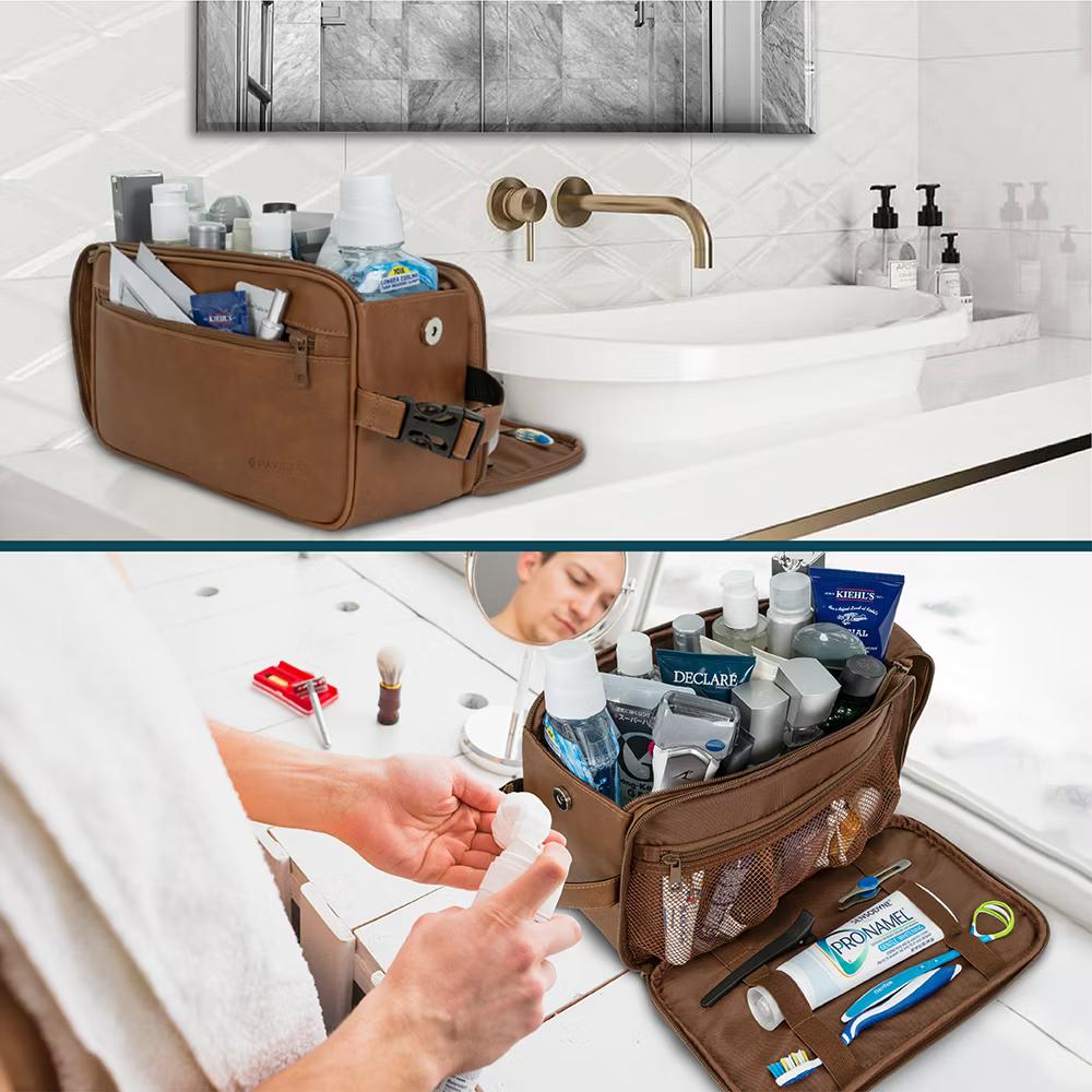 Toiletry Bag for Men, Travel Essentials Shaving Dopp Kit, Water Resistant Cosmetic Makeup Organizer Case - Image 11