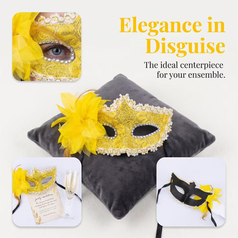 Venetian Masquerade Side Flower Rose Eye Mask for Halloween Costume Party Decor - Image 15