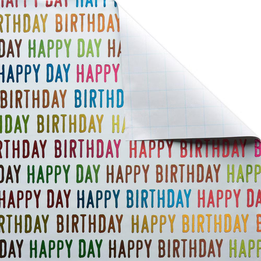 20 Sq Ft Happy Birthday Colorful Print Wrapping Paper - Image 2