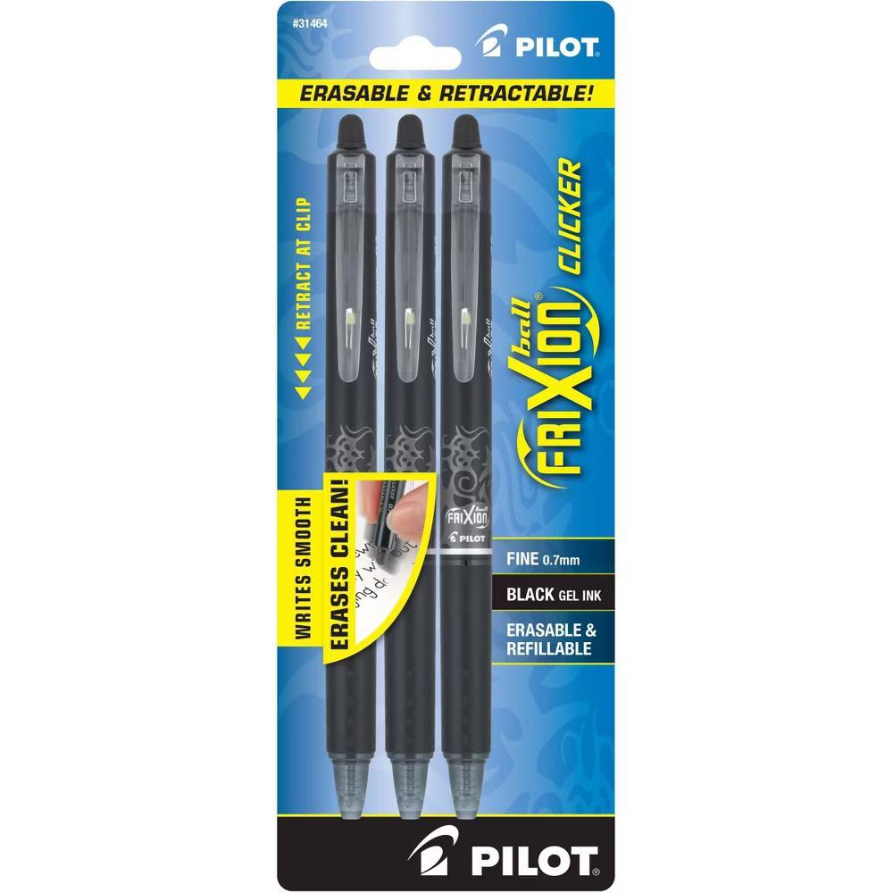 3pk FriXion Clicker Erasable Gel Pens Fine Point 0.7mm Black Ink - Image 6