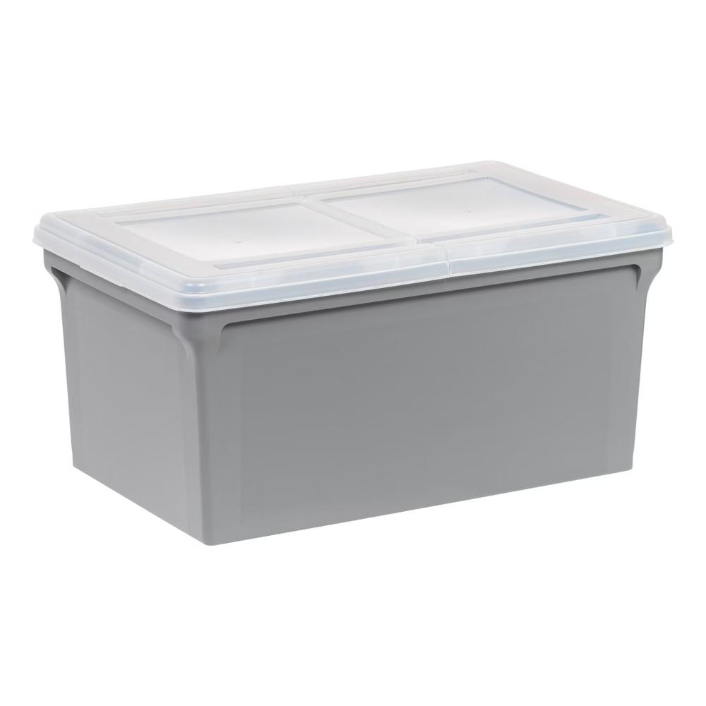 22''x13''x10'' 4pc Split Lid Plastic Storage Bins File Boxes Gray - Image 4