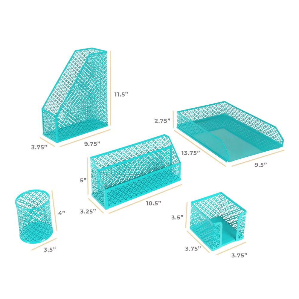 Blu Monaco Desk Organizer Set - 6-Piece Desk Accessories for Mail, Sticky Notes, Pens, Magazines & Documents - Image 12