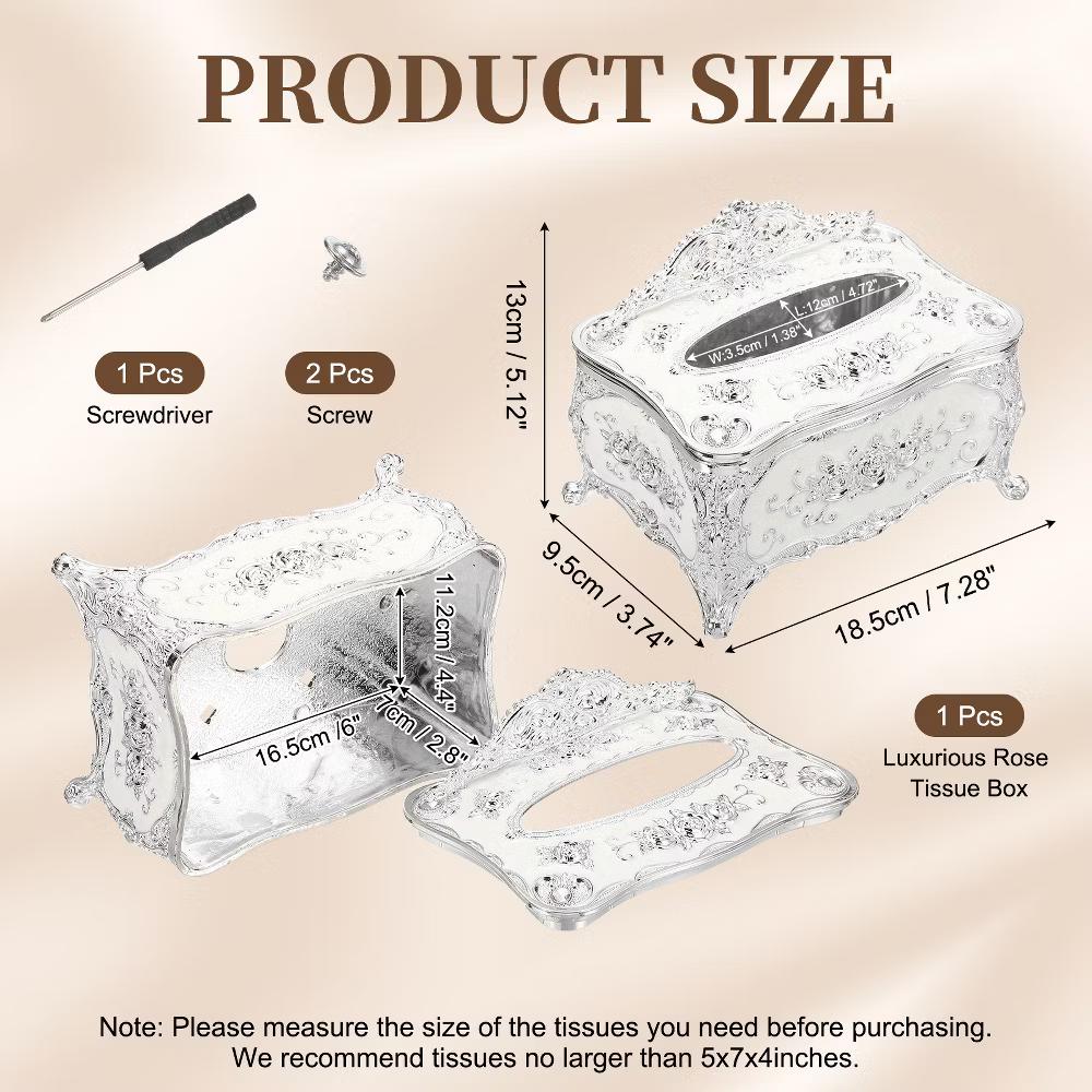 Luxurious Rose Tissue Box Rectangular Plastic Napkin Box Vintage Tissue Paper Holders - Image 22