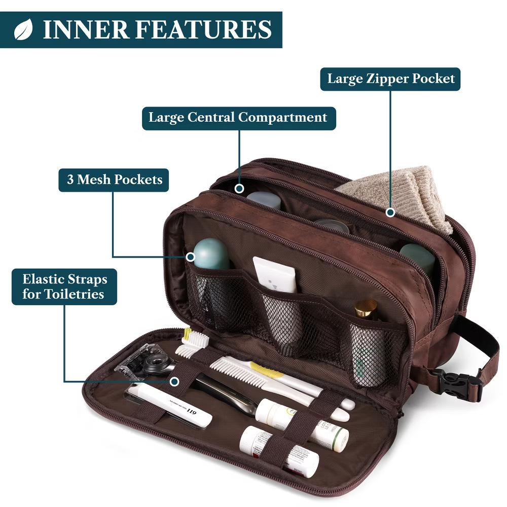 Toiletry Bag for Men, Travel Pouch Essentials Shaving Dopp Kit, Water Resistant Organizer Case Accessories - Image 16
