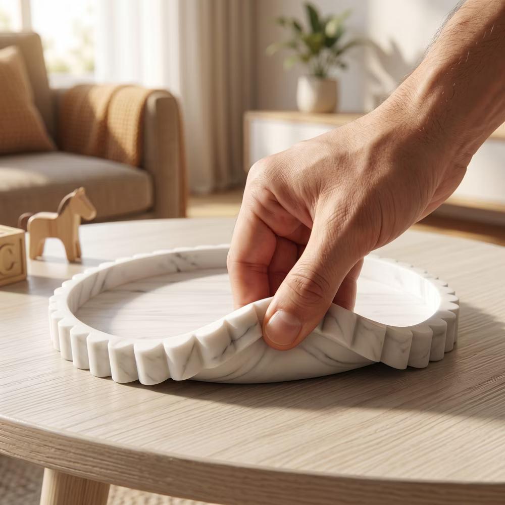 2Pc Round Silicone Vanity Tray Set Decorative Catchall Organizer for Bathroom Countertop Perfume White - Image 62
