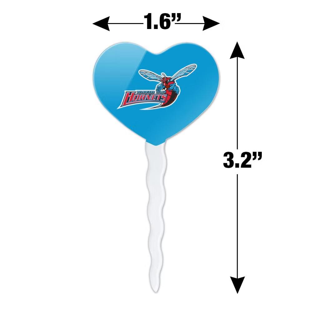 Delaware State University Primary Logo Heart Love Cupcake Picks Toppers Decoration Set of 6 - Image 4