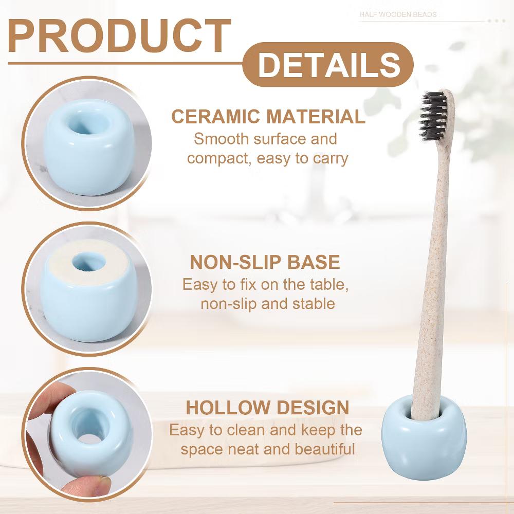 Mini Ceramics Toothbrush Holder Stands 2 Pcs - Image 9